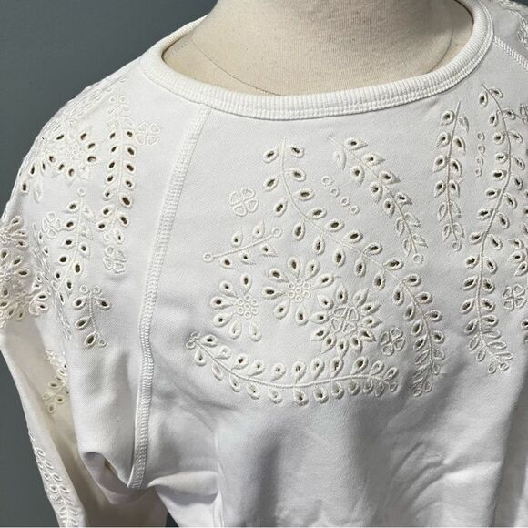 NWT SugarLips White Floral Embroidered Tie Front Long Sleeve Sweatshirt Size Sm - Picture 4 of 7